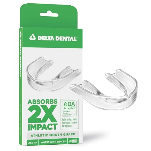 Delta Dental Sports Mouth Guard - ADA Accepted - 2X The Impact Absorption - Works with Braces - Youth Clear - color: Clear, size: Youth