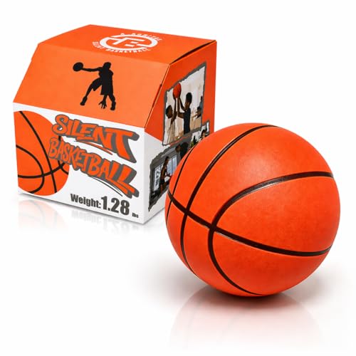 Size 7 Weighted Groove-Grip Silent Basketball | Non-Compressed Shipping | Professional PU Foam Ball, Ideal for Girls‘ Indoor Practice and Training - color: Orange