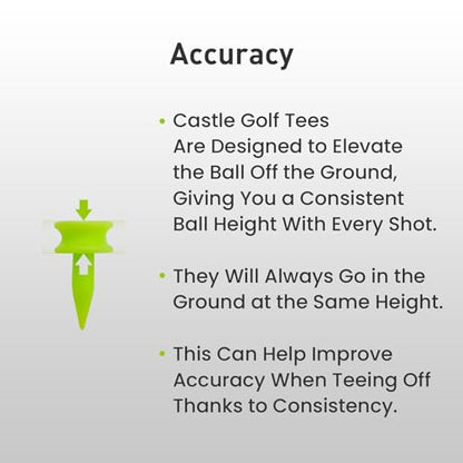 Plastic Golf Castle Tees Step Down Value 200 Count, Unbreakable Mixed or Same Height 1, 1 1/4, 2 3/4, 2 1/4, 2, 1 3/4, 1 1/2 Inch Length Colorful Pack for Practice - color: All 1'' in Green