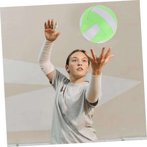 Hemoton Official Size 5 Soft Volleyball Indoor and Outdoor Training Ball Macaron Green White for Student Practice and Competition