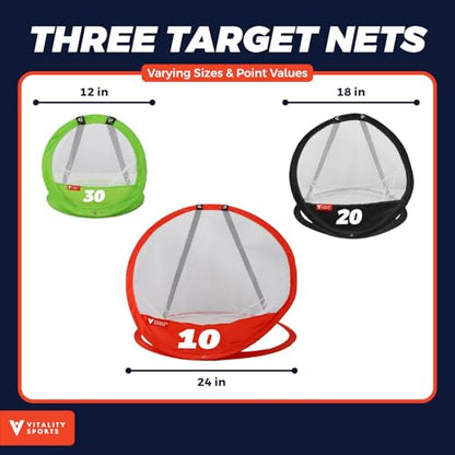 Vitality Sports Golf Chipping Net, 3PCS Pop-Up Golf Practice Net for Backyard, Indoor Outdoor Chipping Game with 3 Targets, 1 Hitting Mat, 20 Balls, Tee Box - style: Golf Net & Mat
