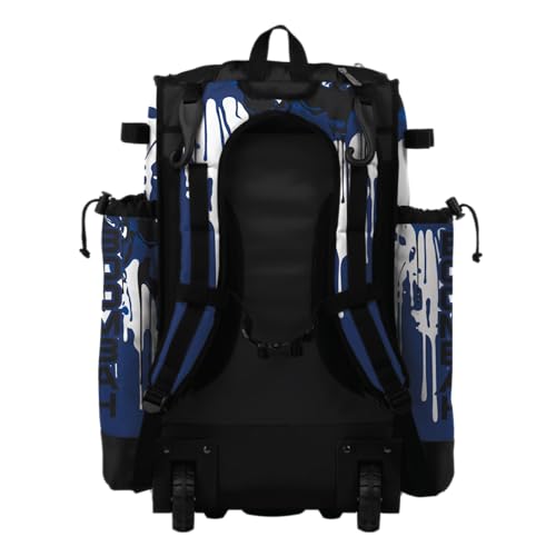Boombah Superpack Hybrid Rolling Bat Bag - Wheeled & Backpack Version - Graffiti Drip - Multiple Color Options - color: Black/Royal Blue/White