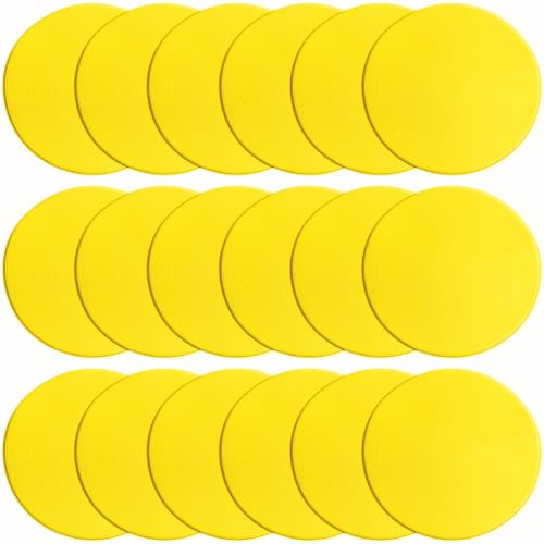 9/18/36 Pcs Poly Spot Markers 9 inch Non-Slip Rubber Agility Training Markers Floor Dots Flat Field Cones for Football Basketball Soccer School Exercise Drills Gym Dance Practice 9 Colors - style: 9 inch 18 Pcs Yellow (TPE)