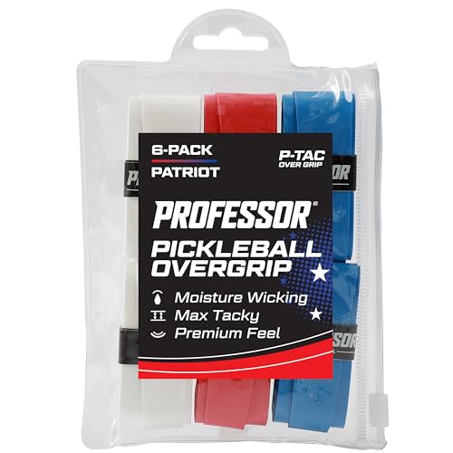 Professor P-Tac Pickleball Paddle Overgrip – Max Tacky, Moisture-Wicking Grip Tape for Pickleball Paddles in 6 & 12 Packs, Anti-Slip & Durable Overgrip for Control & Enhanced Performance