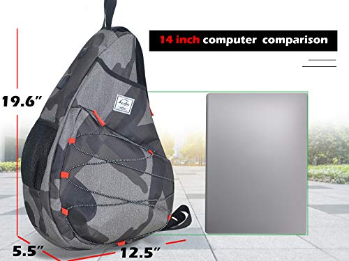 Tennis Bag for Men Women, Racquetball Pickleball Paddle Squash Sling Bags Crossbody Sports Backpack Adult with USB Charge Port - color: Camouflage
