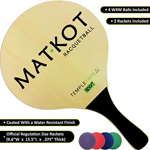 W4W Kadima Beach Paddle Ball Racket Set - Bundle Pack Includes 4 Balls & 2 Paddles