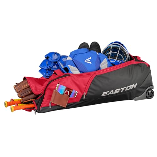 Easton | Dugout | Baseball & Fastpitch Softball | Wheeled Bag | Multiple Colors - color: Red