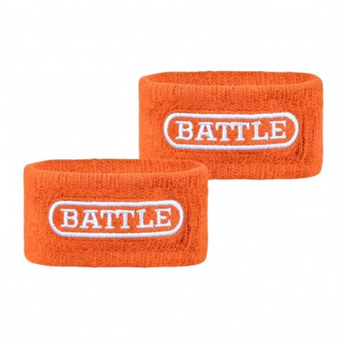 Battle Sports Thick Football Armbands- Wrist Bands for Football, High-Performance Bands with Ultra-Soft Material to Wick Away Sweat and Keep Hands Dry- Includes 2 Wrist Bands - color: Orange