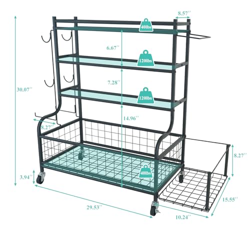 Dumbbell Rack, Weight Rack for Kettlebells, Storage Holder for Yoga and Workout Equipment, Home Gym Storage Rack with Wheels,Hooks and Mesh Top