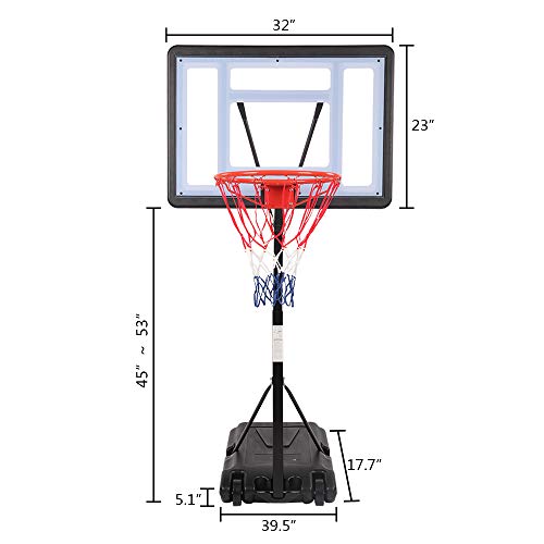 Ktaxon Poolside Basketball Hoop, Adjustable Height 45-53" Swimming Pool Upgraded Portable Basketball Hoop Stand with Fillable Base