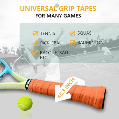Tennis Racket Grip Tape, 3, 6, 12 Pack Tennis Overgrip Tape, Absorbent and Anti-Slip, Precut Soft Racquet Wrap Grips Tape for Pickleball Paddle/Badminton