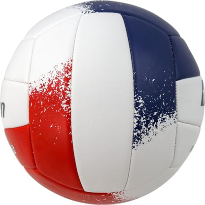 Baden | Match Point | Cushioned Synthetic Leather | Outdoor Recreation Backyard Volleyball + College Camp Ball | Official Size 5 - color: Red/Navy/White