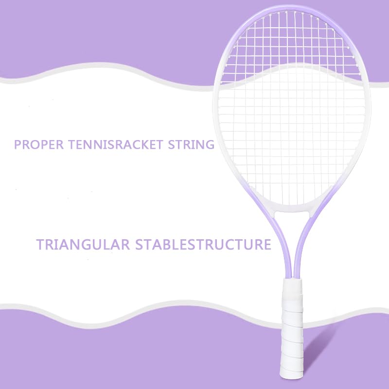 Children's Tennis Racket for 2 Players, Suitable for Beginners, pre Worn 27 inch Lightweight Children's Racket, Suitable for Boys and Girls, Equipped with Tennis