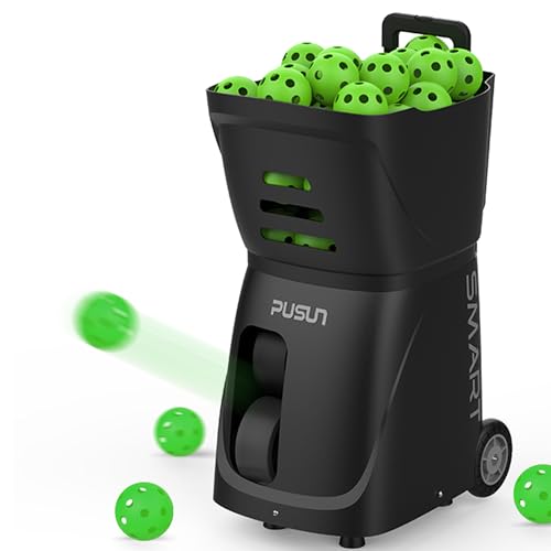 Smart Pickleball Machine with App & Remote Control, External Oscillation, 28 Landing Points, 10 Training Modes, 12-75 MPH, 85+ Ball Capacity, 4-6H Battery - color: Black