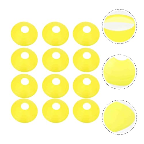 Ciieeo 12pcs Yellow Portable Disc Cones Football Training Plates Multi-Function Soccer Agility Markers for Sports Practice and Coaching
