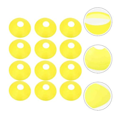 Ciieeo 12pcs Yellow Portable Disc Cones Football Training Plates Multi-Function Soccer Agility Markers for Sports Practice and Coaching