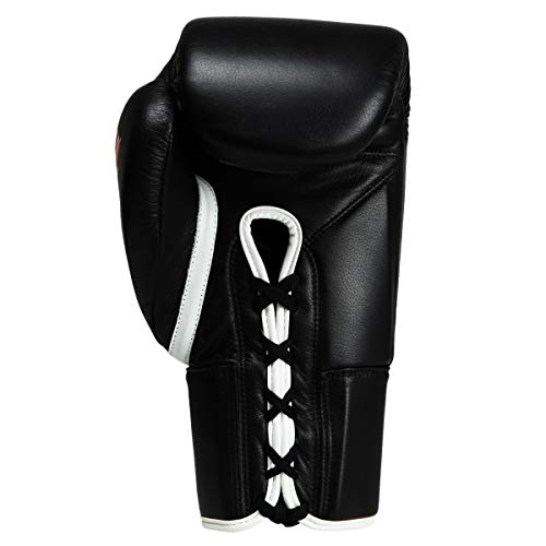 Fury Professional Lace Training Gloves - Lace Up Sparring Gloves for Boxing, Bag, and General Training - color: Black, size: 12 oz