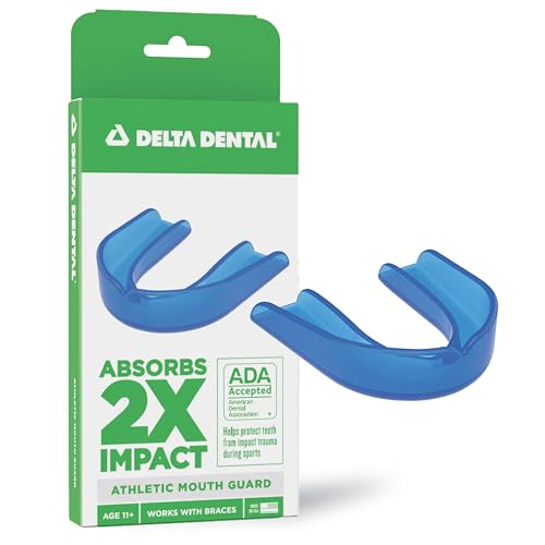 Delta Dental Sports Mouth Guard - ADA Accepted - 2X The Impact Absorption - Works with Braces - Youth Blue - color: Blue, size: Youth