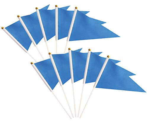 50 Pack Blue Pennant Small Mini Flags On Sticks,Hand Held Solid Blue Pennant DIY Graffiti Flag,Party Events Celebration,School,Grand Opening,Kids Birthday,Sports Clubs,Flower Pot - color: Blue