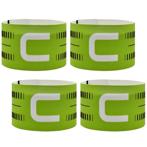 Captain Armband, Unisex C Captain Armbands Soccer Football Player Captain's Arm Bands Sport Team Training for Youth and Adult - color: Green, size: 4pcs