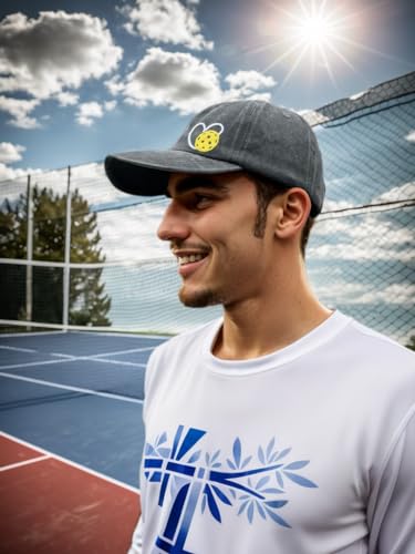 Pickleball Hat with Gift Box, Pickleball Gifts for Women Men, Adjustable Embroidered Heart Baseball Cap - color: Black