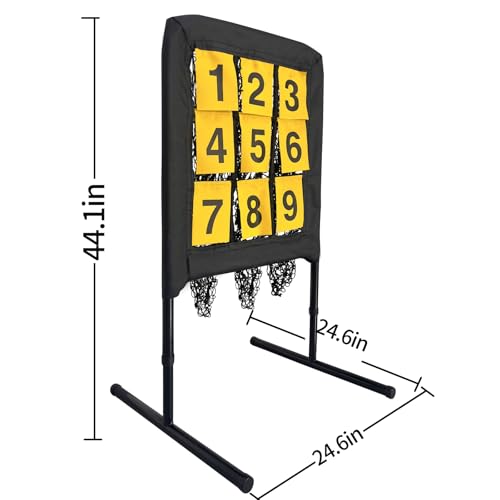 9 Hole Pitching Net with Strike Target | Adjustable Baseball Softball Pitching Training Net | Heavy-Duty 9-Pocket Pitchers Net for Hitting & Throwing