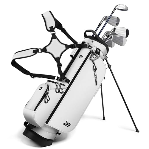 Golf Stand Bag with Cooler Pocket, Lightweight Sunday Carry Bag with Glove Patch & Tee Holder, Portable for Driving Range & Par 3 Course, Men & Women - color: White, size: Cooler Bag Version