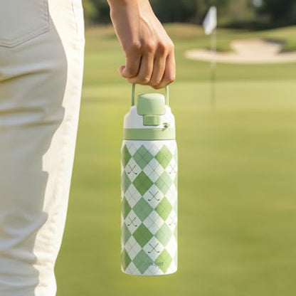 Golf Insulated Stainless Steel Water Bottle with Straw for Sports and Travel, Preppy Style, 32oz, Gifts for Golf Lover Women Girls Friends Teens Birthday Christmas - color: Golf