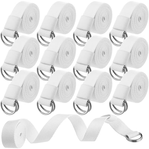 Toulite 12 Pcs Web Football Belts Canvas Belt Long Web Belt Flag Football with Metal for Men Women Kids 1 Inch Wide - color: White