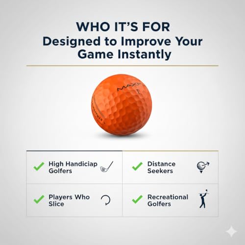 Maxfli StraightFli Golf Balls – Matte Orange (1 Pack of 12 Balls) | Low Spin Distance for Straighter Shots | Soft Feel, Durable Ionomer Cover | Ideal for Beginners & Recreational Golfers