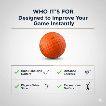 Maxfli StraightFli Golf Balls – Matte Orange, 36- Pack | Low Spin Distance Golf Balls for Straighter Shots | Soft Feel, Durable Ionomer Cover | for Beginners & Recreational Golfers