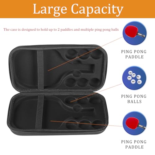 Ping Pong Paddle Case,Table Tennis Racket Case,Carrying Case Fits for 2 Paddles and 4 Balls (Case Only)
