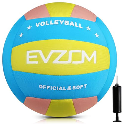 EVZOM Soft Indoor Volleyball - Super Soft Fabric Safe and Silent Volleyball for Girls Boys Kids Youth Beginners,Light Volleyballs for Inside House and Yard Tranining