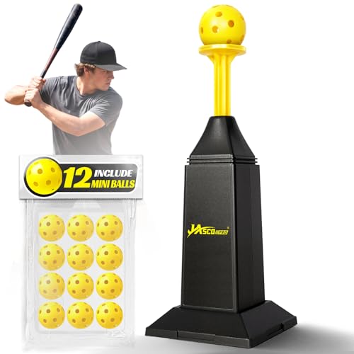 Automatic Pops Baseball Tee with 12 Mini Balls,Height Up to 40inch Batting Tee Without a Pitcher For Solo Practice,Improve Swing Timing&Accuracy, Portable Pitching Machine Softball Tee For ALL Players