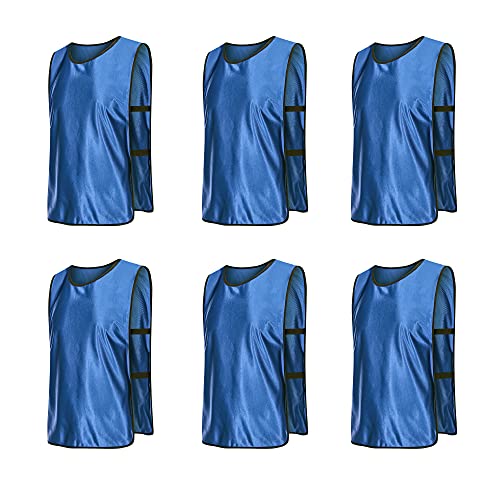 6 Pack Scrimmage Vests/Sport Basketball Pinnies/Soccer Bibs for Kid and Adult - color: Navy Blue, size: Large
