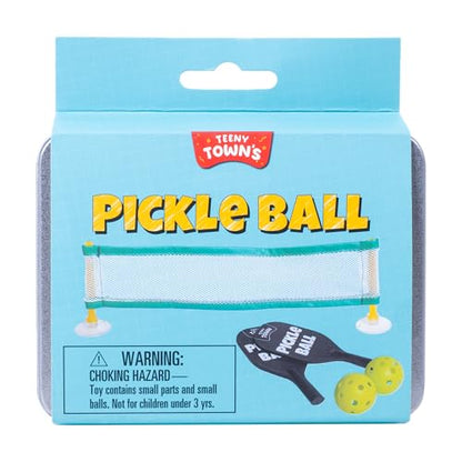 Fizz Creations Teeny Town Pickle Ball – Miniature Pickleball Set with 2 Mini Bats, Net & 2 Tiny Balls – Compact Indoor & Outdoor Game for Kids & Adults – Fun Gift for Family & Friends