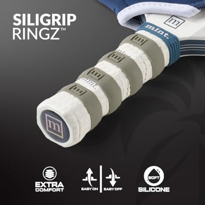 Siligrip Ringz Racket, Non-Slip Silicone Pickleball Paddle Grip Bands, Vibration Dampening Overgrip Alternative for Pickleball, Padel, Tennis, Badminton & Squash, 4 Pack - color: Gray