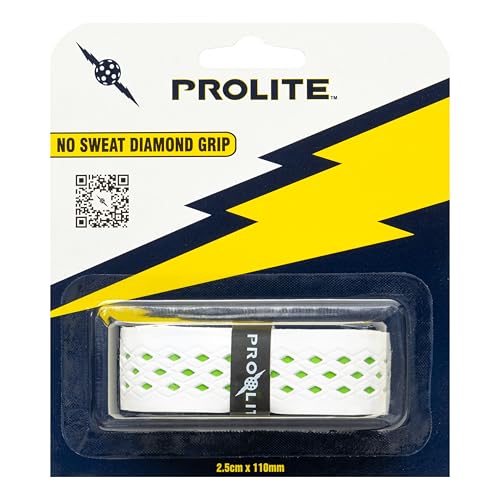 No-Sweat Diamond Grip for Pickleball Paddles, Tennis, Racquetball - color: White w/ Green Underlay, size: 1-Pack