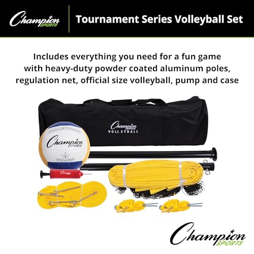 Champion Sports Outdoor Game Sets – Volleyball, Badminton, Tetherball, Bocce & Croquet