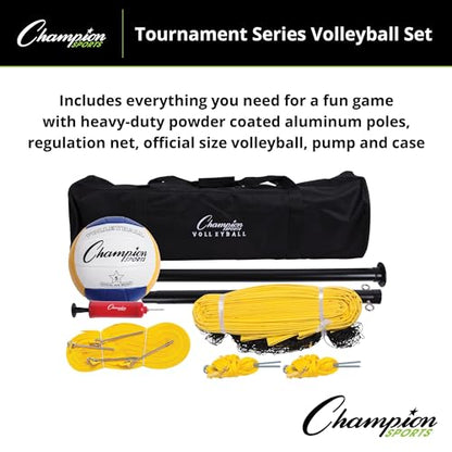 Champion Sports Outdoor Game Sets – Volleyball, Badminton, Tetherball, Bocce & Croquet