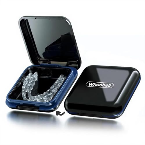 Portable Retainer Case with Mirror, Slim Snap-Lock Storage for Aligners & Mouth Guard, Travel-Friendly Dental Case, Inner Size: 2 ⁵⁄₈" × 2 ¹⁄₂" × ³⁄₄" (1 Pack) - color: Black