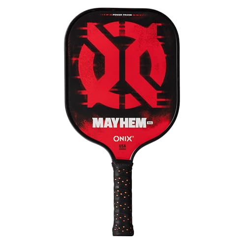 Onix Mayhem Patented ThermoFused Technology Carbon Fiber Power Frame Polypropylene Honeycomb Core Performance Power and Control Pickleball Paddle – 14mm or 16mm