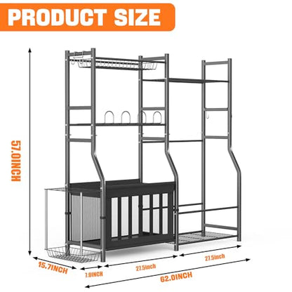 TORACK Golf Bags Stand with Ball Storage, Large Capacity Garage Sports Equipment Organizer, Indoor Toys Storage
