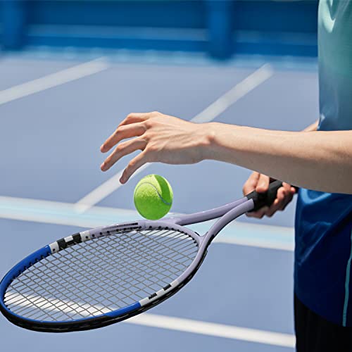 Tennis Racket Pre-Strung Lightweight 27 Inch Racquet Recreational Adult Rackets for Men Women Students Training Tennis Starter Kit with Balls,Carry Bag and Overgrips - color: Blue/White - 2 Rackets