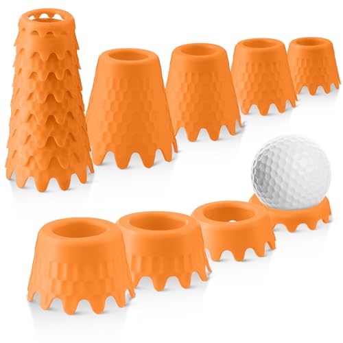 8 Pack ‌Simulator Golf Tees, TPU Unbreakable Material, Height from 1/4" to 2", Suitable for Indoor, Outdoor, Winter, Golf Mats, Turf and Driving Range - color: Orange