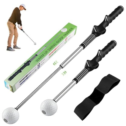 Retractable Golf Swing Training Aid, Telescopic Club Indoor & Outdoor Practice Warm-Up Golf Swing Trainer -Strength & Tempo Training for Golfer Beginner Men Woman Golf Gift
