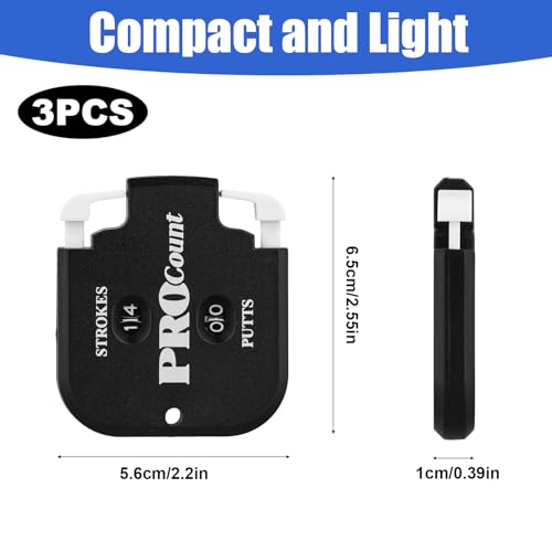 NQEUEPN 3 Pack Golf Counter, 2 Digit Portable Mini Golf Score Indicator Clicker Stroke Counter Black with String for Golf Game Outdoor Sport
