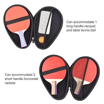 MiOYOOW Table Tennis Racket Case, Hard Shell Ping Pong Storage Bag Ping Pong Paddles Case with Zipper Can Hold 2 Short-Handled Rackets or 1 Long-Handled Racket