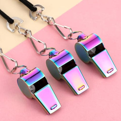 JJUNW 4 Pcs Coaches Whistle with Lanyard, Colorful Teacher Whistle Sports Stainless Steel Whistles, Basketball Whistles Loud Crisp Sound for Teachers, Coaches, Referees, Emergency