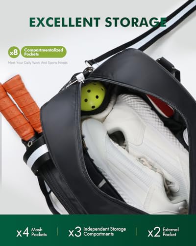 Pickleball Bag for Women 2-in-1 Tote & Crossbody with Fence Hook Holds 2 Paddles & Detachable Ball Bag Court to Street